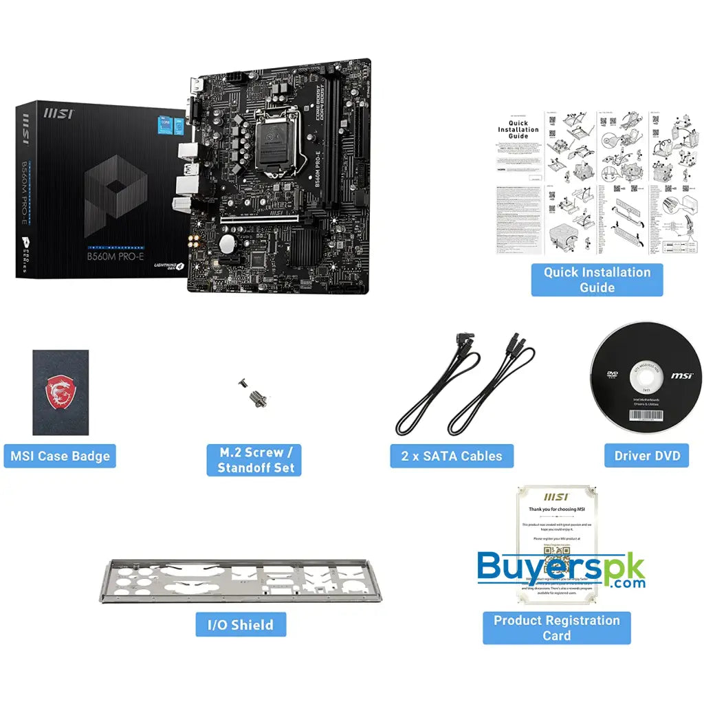 Msi B560m Pro-e Proseries Motherboard (matx 11th/10th Gen Intel Core Lga 1200 Socket Ddr4 Pcie - Price in Pakistan Msi B560m Pro-e Proseries Motherboard (matx 11th/10th Gen Intel Core Lga 1200 Socket Ddr4 Pcie - Price in Pakistan